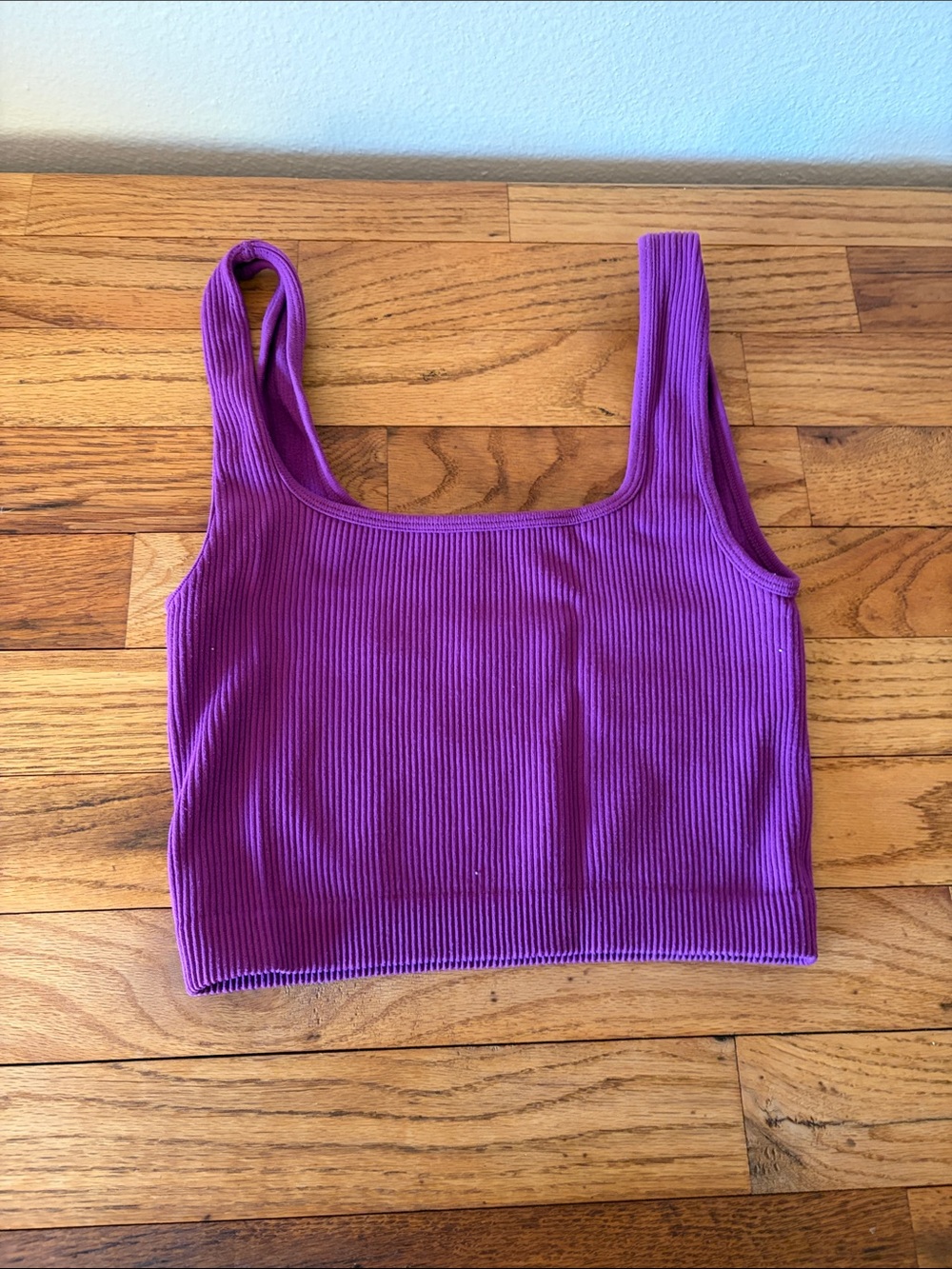 Zara Violet Ribbed Square-Neck Crop Top